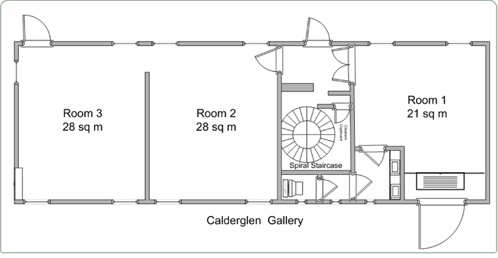 The gallery layout at Calderglen Country Park.