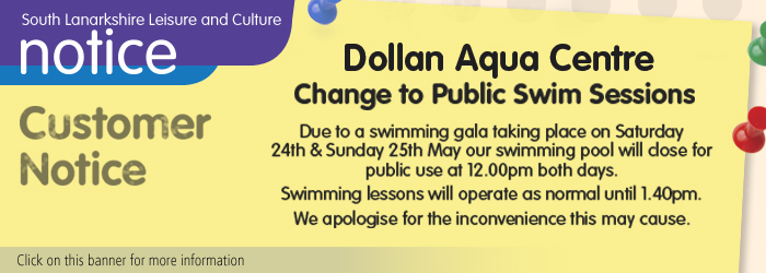 Dollan Aqua Centre - Change to Public Swim Sessions