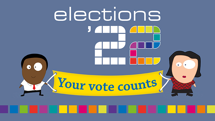 This is a graphic which says Your Vote counts and Elections '22