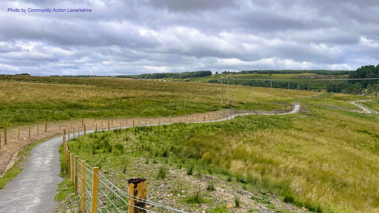 This image shows the newly completed Coalburn to Poneil active travel path