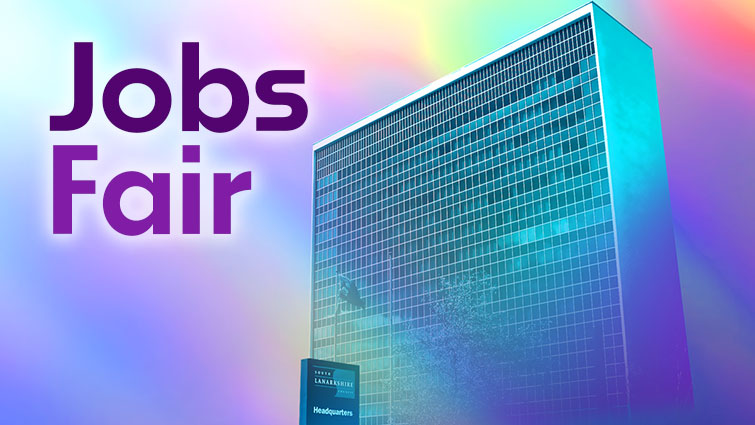 This is an image of SLC HQ in a variety of colours with the words Jobs Fair in the top left hand corner