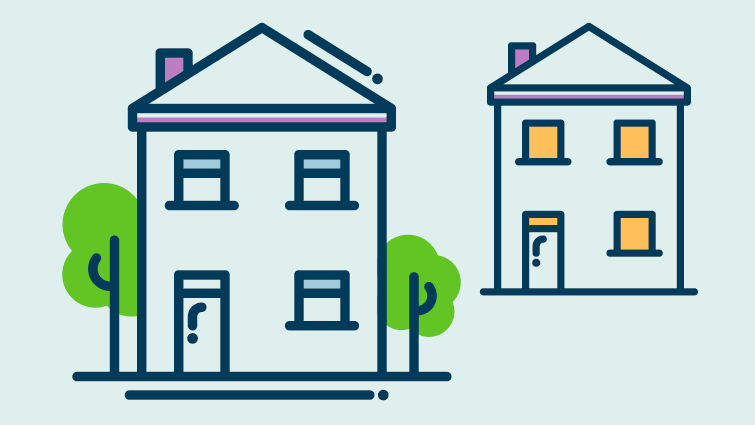 This is a graphic of two homes