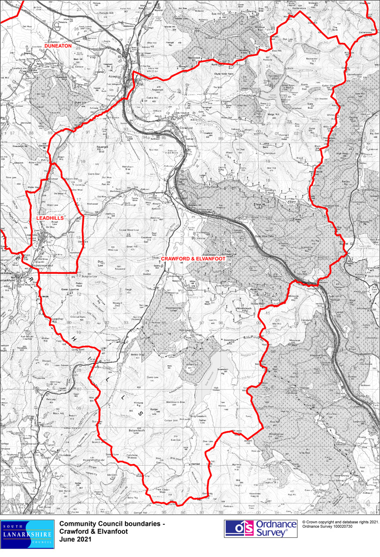 Crawford and Elvanfoot Community Council area map