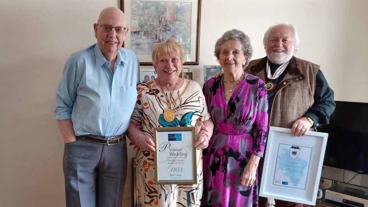 Ian Armstrong, Provost Margaret Cooper, Jessie Armstrong and Deputy Lieutenant for Lanarkshire Alexander Wilkie MBE