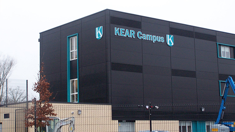 This image shows an exterior shot of the current Kear Campus in Blantyre