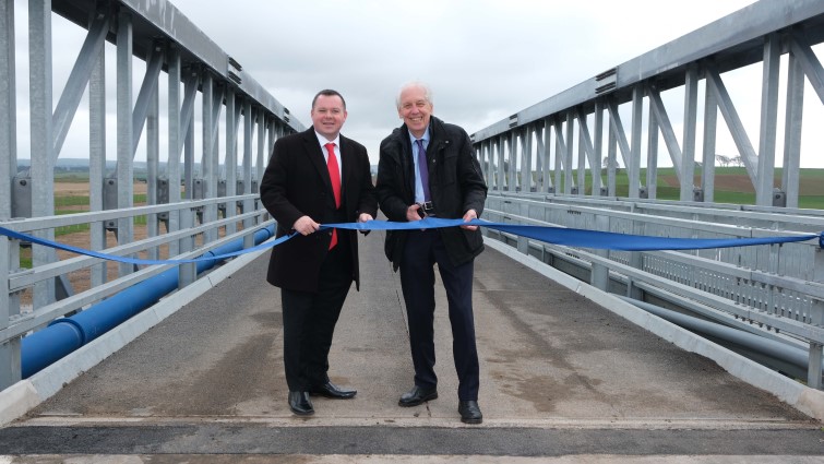 This image shows Council Leader Joe Fagan and Councillor Robert Brown at the official opening of Clyde Bridge
