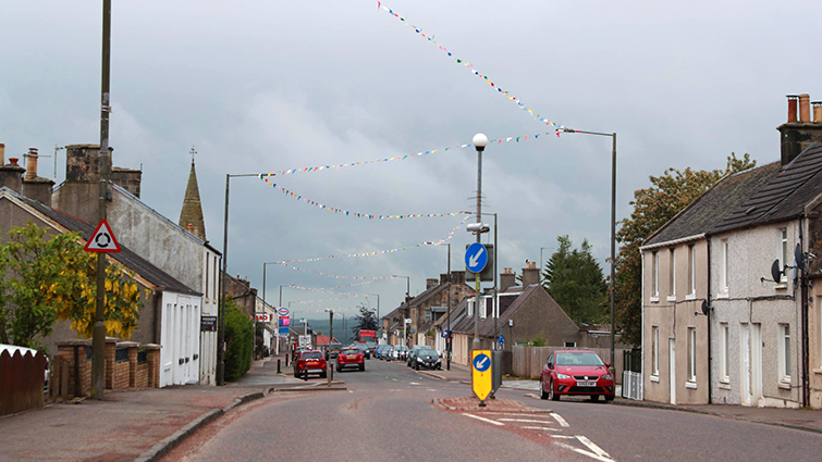This photo shows the main road through the village of Forth.