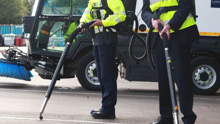 This image is a close up of the machines used to help clear chewing gum from the streets