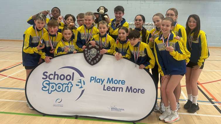 Crawforddyke Primary School team that won the 2026 South Lanakrshire Sports Hall Awards