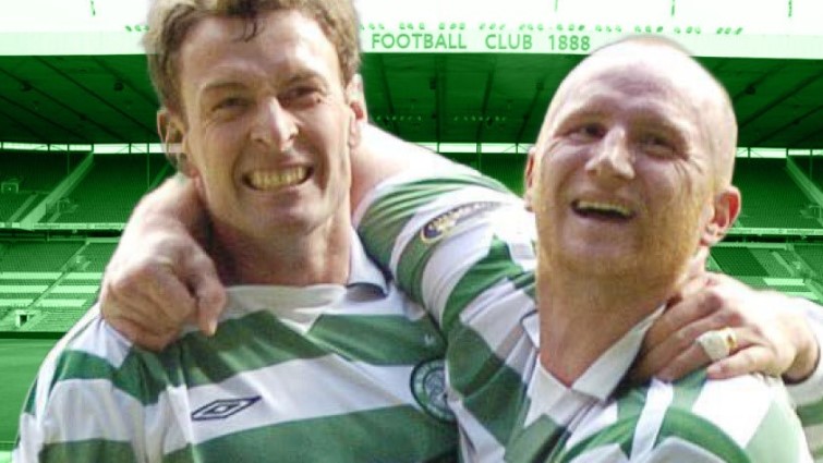 John Hartson and Chris Sutton pictured during their time together at Celtic.