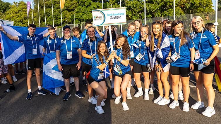 This image shows Team South Lanarkshire at the opening ceremony for the ICG 2022 in Coventry