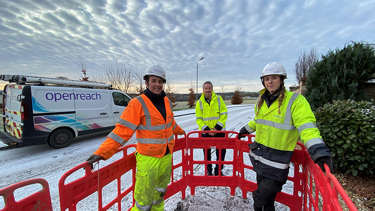 This image shows Openreach workers as they work on providing fibre broadband to Lanark