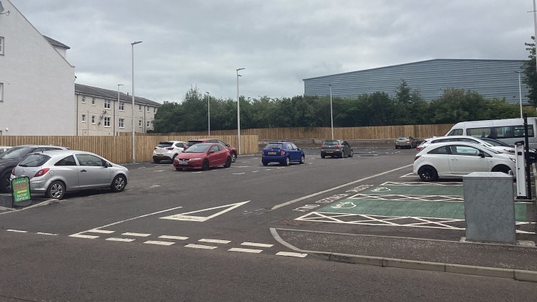 This image shows the newly completed park and ride expansion at Lanark Train Station