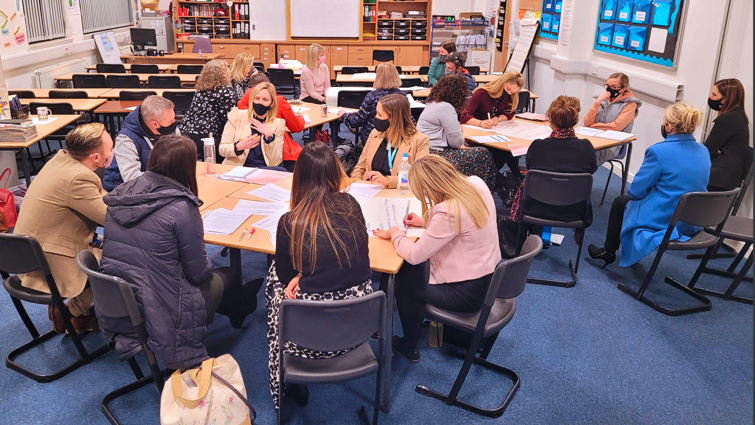 Teachers at Larkhall Academy undertaking professional learning in a classroom