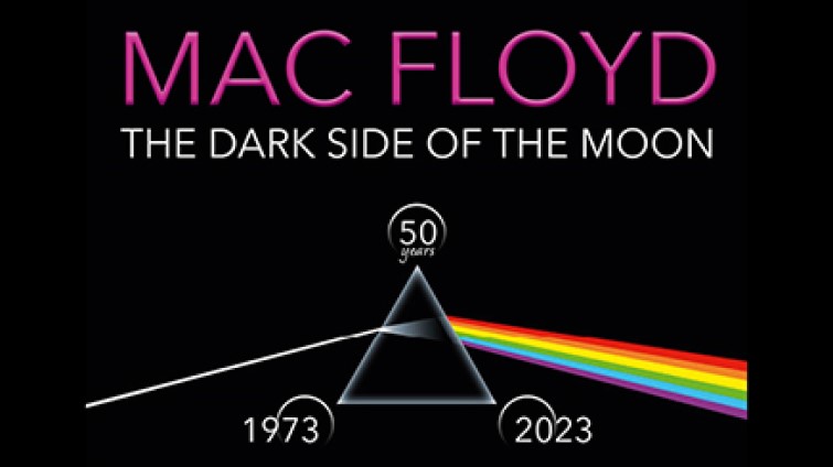 MacFloyd poster promoting their show celebrating 50 years of Pink Floyd's The Dark Side of the Moon album