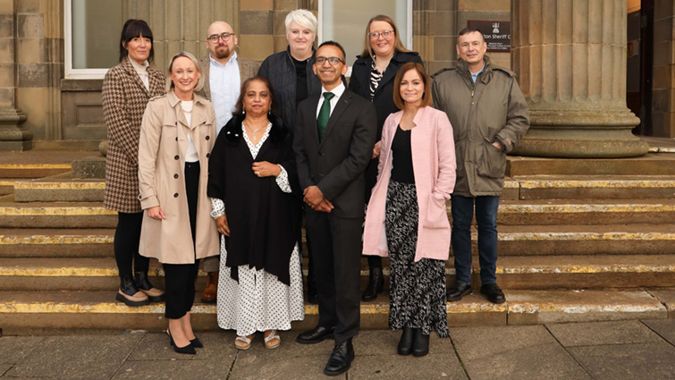 This image shows some of the officials who are working to bring about the South Lanarkshire Alcohol and Drug Problem Solving Court