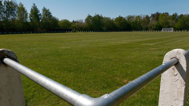 This is a general view of the pitch at Royal Albert FC in Stonehouse