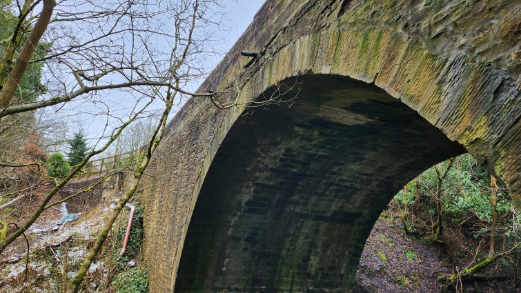 This image shows Stonebyres Bridge before repair work is undertaken