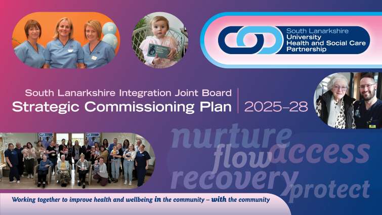 This image is the front cover of the Integration Joint Board's Strategic Commissioning Plan for 2025–2028.