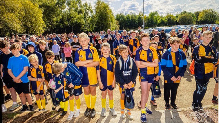 The crowd who turned out for the official re-opening of Strathaven Rugby Club's facilities.