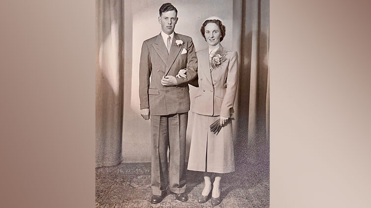 Ian and Jessie Armstrong on their wedding day in 1953