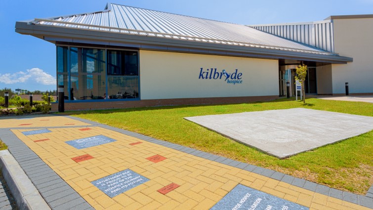 This image shows the path at the front of the Kilbryde Hospice in East Kilbride