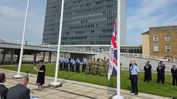 This image shows the event held at council HQ in Hamilton for Armed Forces Day