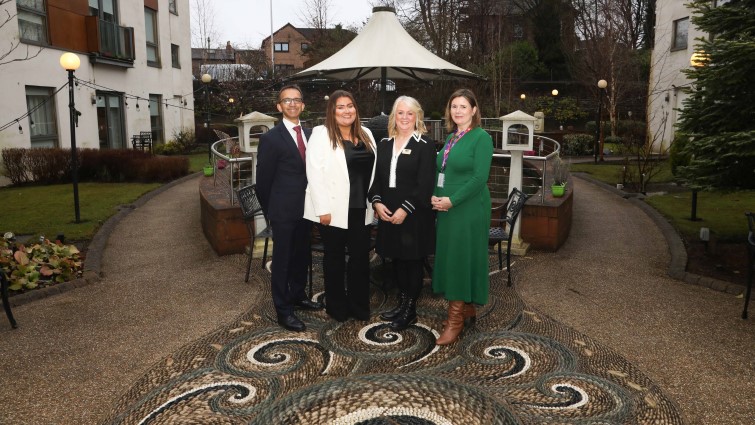 This image shows Professor Soumen Sengupta, Megan Watt, Debra Allison and Councillor Kirsty Williams