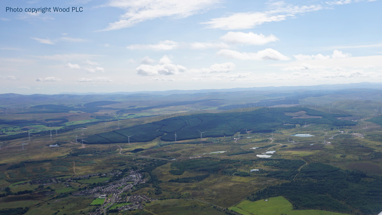 This image shows wind farms in Douglas Valley from the air