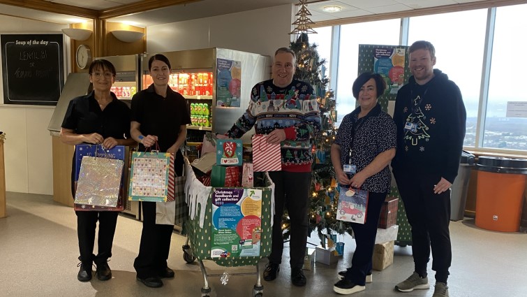 This image shows council staff following a successful donation appeal for local foodbanks and charities