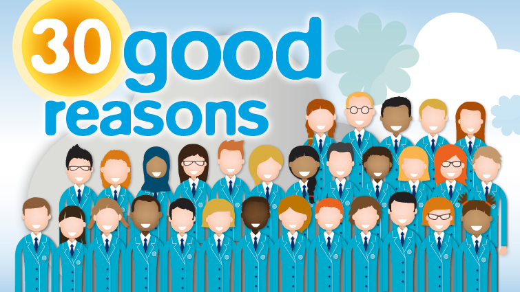 Graphic with 30 children and the words 30 good reasons
