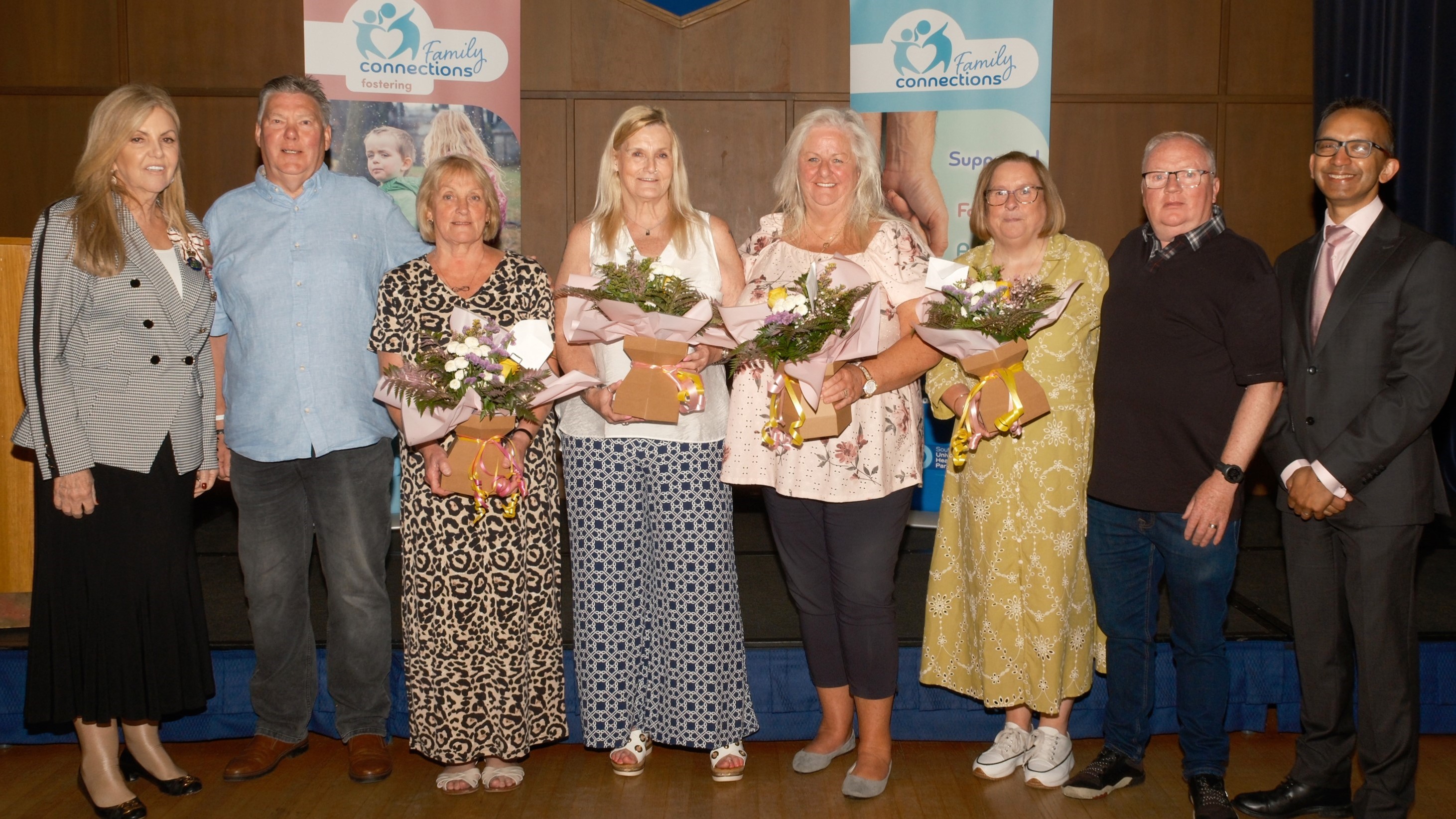Retirees from foster care with Soumen Sengupta and Lady Haughey.