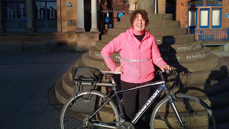 BetterPoints user Helen Deeny with her bicycle.