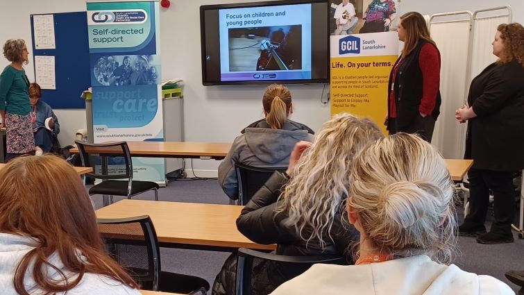 SL College students listen to a presentation on social care Personal Assistant jobs.
