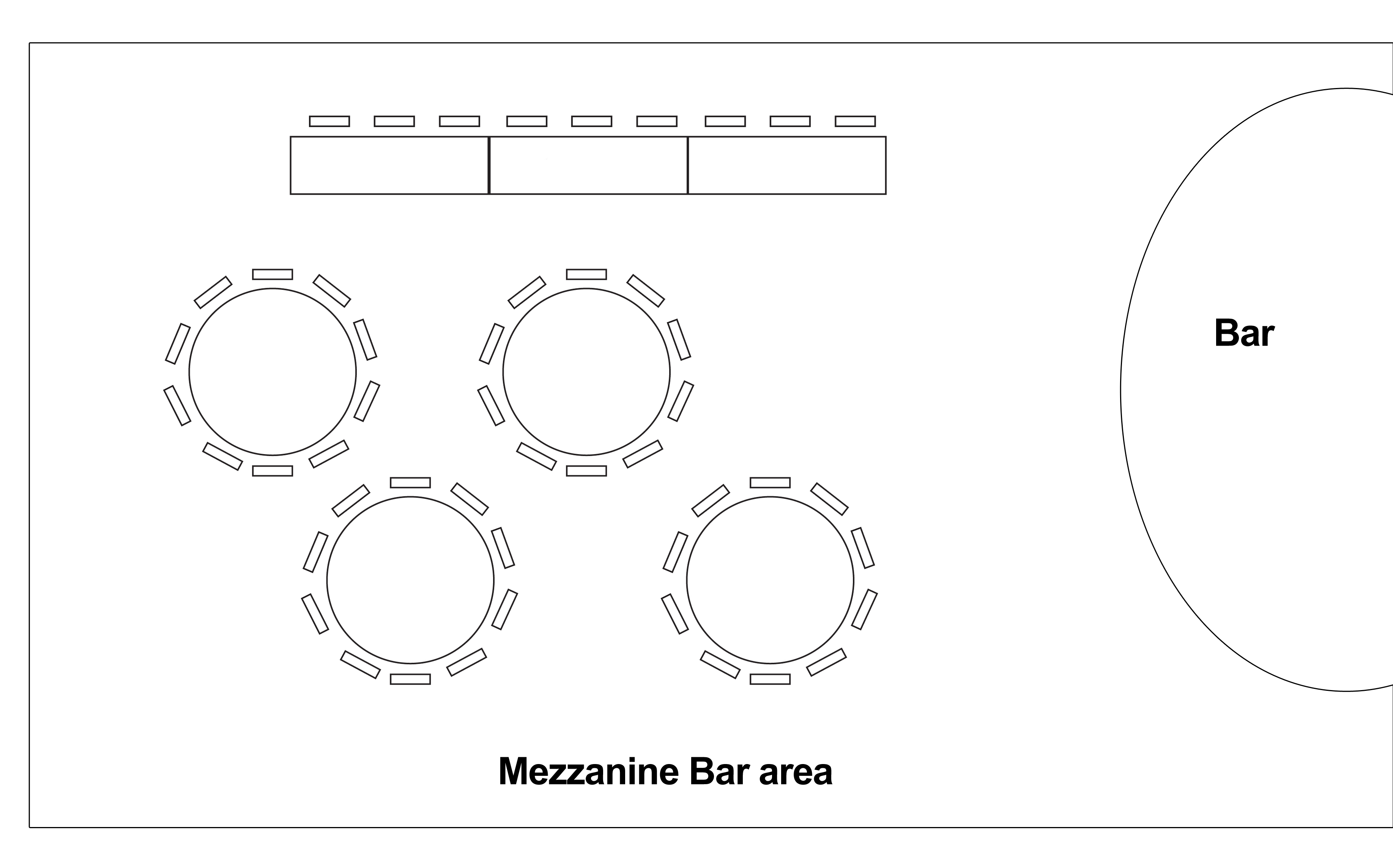 Rutherglen Town Hall Mezzanine Bar area wedding table layout.