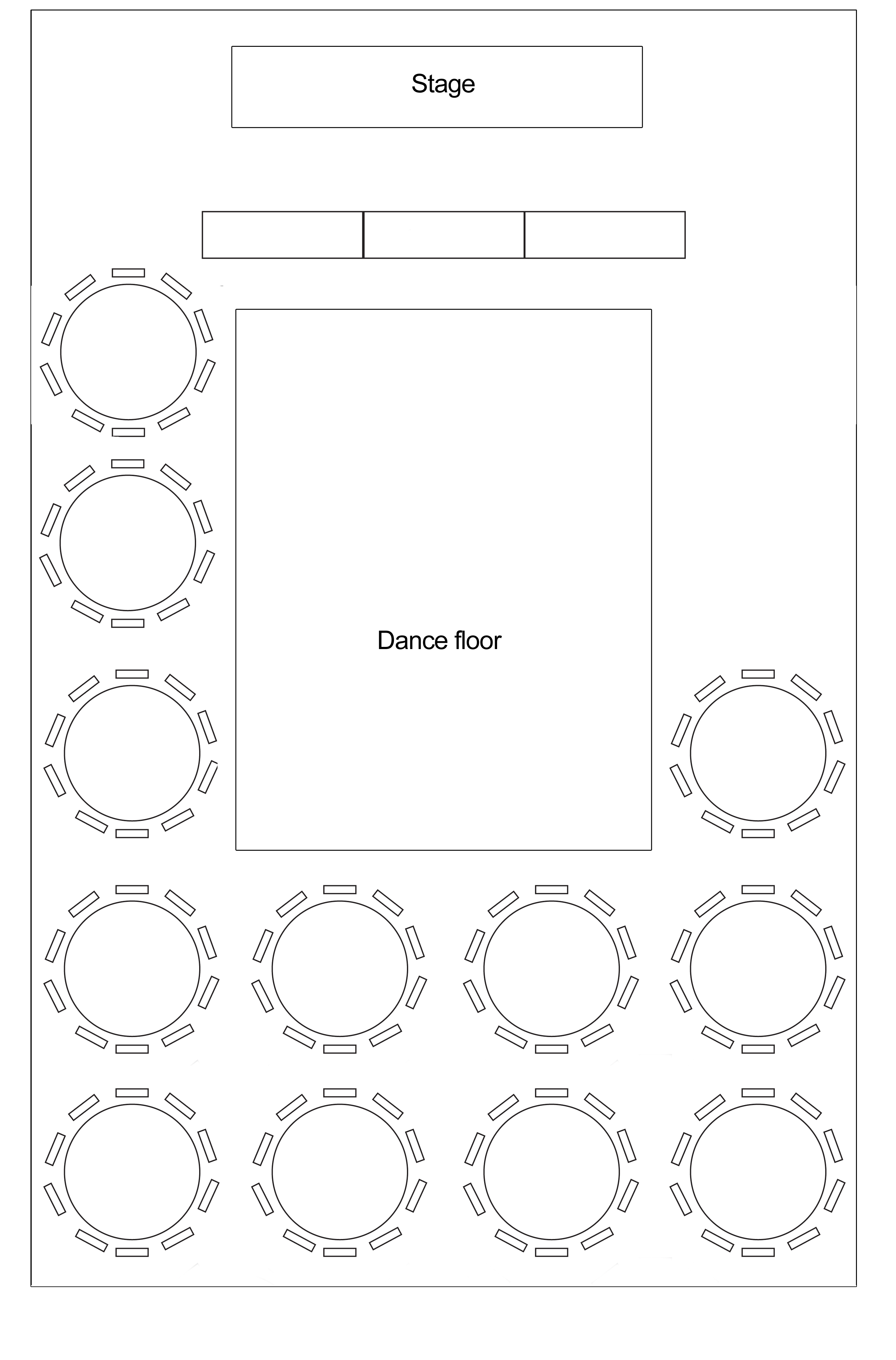 Lanark Memorial Hall evening wedding table plan